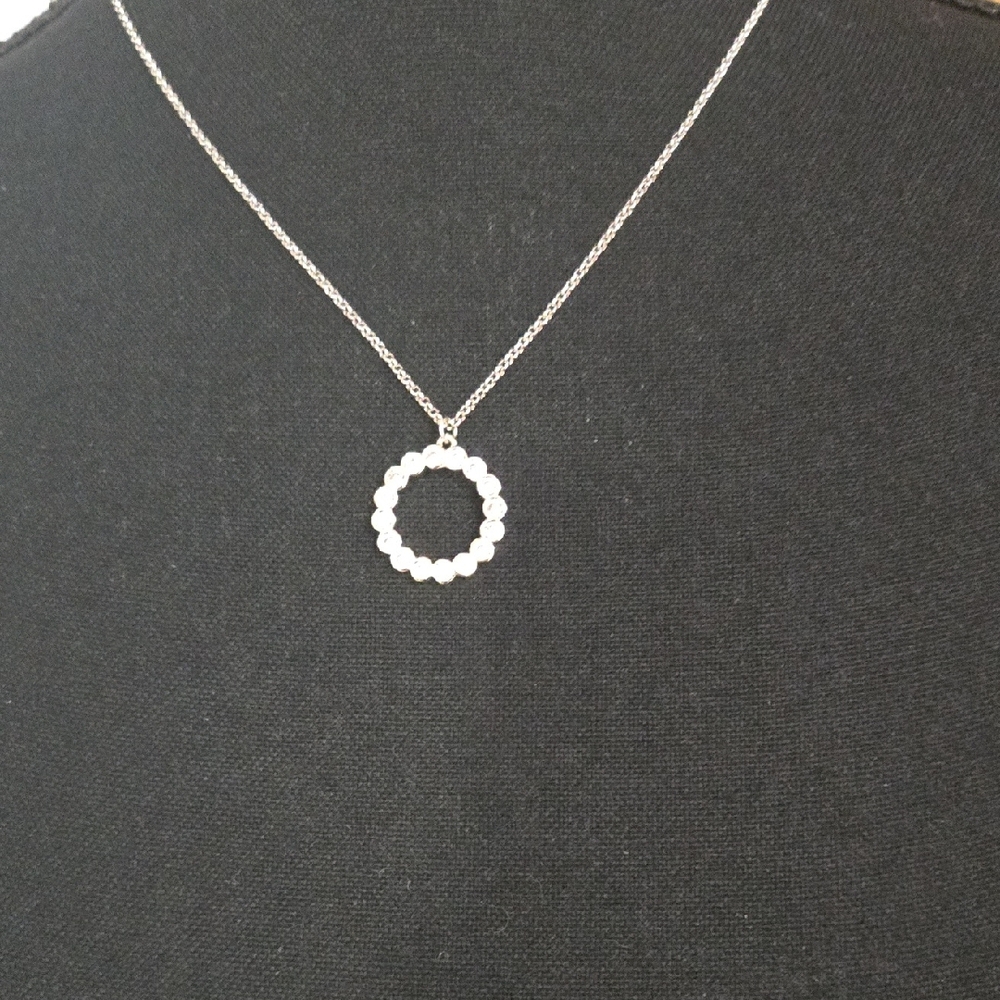 Kate Spade Silver Beaded Circle Pendant Necklace